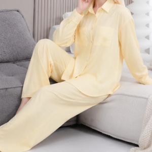 Custom Linen Shirt Pants Set Pyjama Femme Loose Fit Two Piece Summer Resort Outfit Clothes Women Sleepwear <strong>Pajamas</strong> for Women Set - Product Image 3
