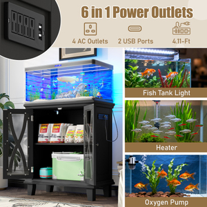 20 Gallon Rustieke Boerenhuis Visbakstandaard met Explosiebestendig Gehard Glas & Voeding voor LED Verlichting, Verwarming en Luchtpomp - Product Image 5
