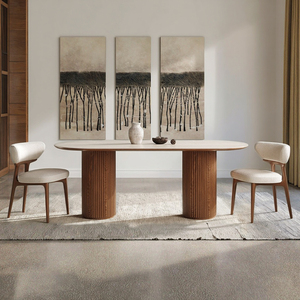 Nội thất phòng ăn hiện đại sang trọng kiểu Ý, bàn ăn gỗ và ghế, bàn ăn nhà hàng, bàn bếp, bàn thiết kế hình <span class=keywords><strong>oval</strong></span> - Product Image 3