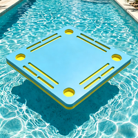 EVA Schwimmender, Langlebiger, Umweltfreundlicher Mahjong-Tisch, Tragbares Pool-Spielset mit Getränkehaltern für Outdoor, Garten und Camping