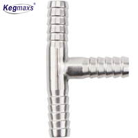 Kegmaxs – tuyau cannelé de haute qualité SS304 1/2 ", 3 voies en T en forme de T, séparateur de Co2 barbelé adapté à la bière maison, verrouillage de boule de bière, fût Mini Corny