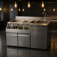 Évier de comptoir en acier inoxydable pour bubble tea, rince-verre, station de bar à cocktails, service de boissons pour café, bar/bière à double porte
