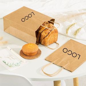 Logo Printed Brown Paper <b>Bags</b> Wholesale Retailed Fast Food Packaging <b>Bag</b> Recycled Paper <b>Bag</b> with Handle - Product Image 4