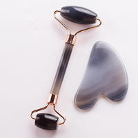 Outil de massage Gua Sha unique en agate et rouleau facial pour le SPA et la thérapie d'acupuncture, pour réduire les gonflements et sculpter la mâchoire