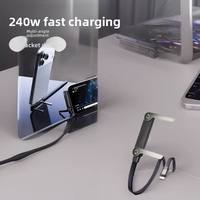 Cable de Carga Rápida Plegable de 240W con Soporte para Teléfono 90 °   Cable USB-C Trenzado Multiángulo Resistente para Tablet