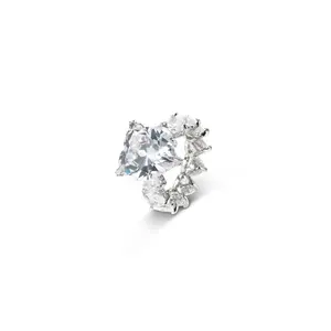 卸売 かわいいデザインダイヤモンド-Wuzhou LSジュエリーファッションレディースジュエリービッグハートczクリスタルストーンダイヤモンドゴールドシルバーリング