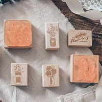 Ensemble de tampons en bois, petit tampon personnalisé avec logo, tampon en bois à impression manuelle, tampon encreur à motifs pour enseignants et enfants