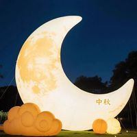 Modèle de Lapin de la Lune Gonflable en Tissu Oxford Imprimé par Sérigraphie Personnalisé avec Éclairage LED, Imperméable, Thème Plage pour le Festival de la Mi-Automne