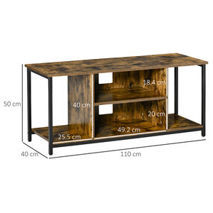 HOMCOM Meuble TV de salon de style industriel, bois et acier, 110x40x50cm - Product Image 3