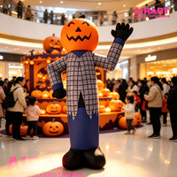 Figurine gonflable tête de citrouille agitant la main pour accessoires de scène d'Halloween, danseur d'air citrouille personnalisé pour idées de fête