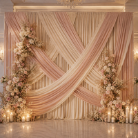 Rideaux de fond en tissu polyester ivoire 5,25 x 10 pieds pour scène d'événement, décoration de plafond de mariage, draperies douces en soie de lait – Vente en gros