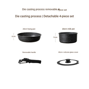 Ensemble de casseroles amovibles antiadhésives sans PFOA, revêtement en pierre de Maifan, alliage d'aluminium, ensemble de 5 pièces, design de séparation de 17 pièces - Product Image 6