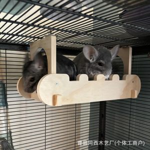 Hamaca de madera para chinchilla, plataforma semicircular de madera maciza, resistente a mordeduras, escondite para mascotas, para uso en interiores, para hámster - Product Image 1