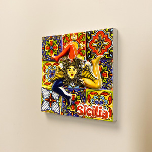 Aimants de réfrigérateur créatifs <span class=keywords><strong>en</strong></span> résine d'Italie, <span class=keywords><strong>Sicile</strong></span> et Palerme - Motif de carrelage traditionnel durable et souvenirs de voyage de sites emblématiques locaux - Product Image 2