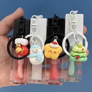 Aceite de labios navideño festivo vegano con colgante de llavero, brillo de labios líquido hidratante DIY para maquillaje de vacaciones, efecto de cambio de Color - Product Image 2