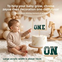 Décoration de gâteau double couche en bois et acrylique MOYI pour le 1er anniversaire de bébé, personnalisable pour garçons et filles