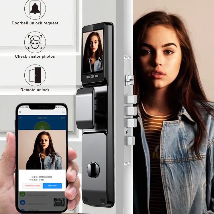 TYSH Tuya Wireless Keyless Digital 3d Face Recognition Automatic Wifi App Aluminum Front Door Entry Lock With Camera Fingerprint · image 4