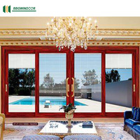 Portes coulissantes en verre avec revêtement en alliage d'aluminium de style moderne Lukliving, avec isolation acoustique et surface finie