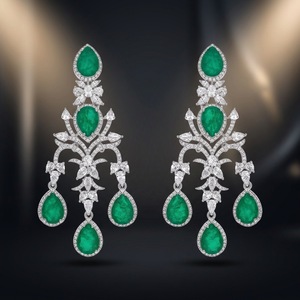 Zircon Pear Cut Water Drop <b>Chandelier</b> Earrings Zinc Alloy Religious Trendy Style Women's for Wedding and Party - Product Image 2