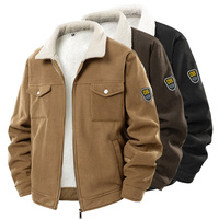 Manteau cargo en velours côtelé pour homme, taille européenne, motif uni, automne-hiver, doublure polaire épaisse, col à revers, style workwear, tendance