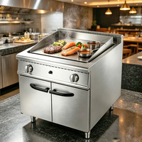 Grande Plancha à Gaz Professionnelle GPL/GN avec Armoire, 2 Boutons de Contrôle Séparés, pour Restaurant