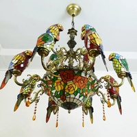 Lustre LED européen en verre teinté, 12 têtes, design perroquets, longue portée, commande tactile, pour salon, hôtel, hall, KTV, hall d'entrée