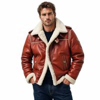 Blouson Aviateur Court en Peau de Mouton Personnalisé pour Homme, Doublure Douce en Polaire, Col en Fourrure, Simple Boutonnage, Veste d'Hiver OEM