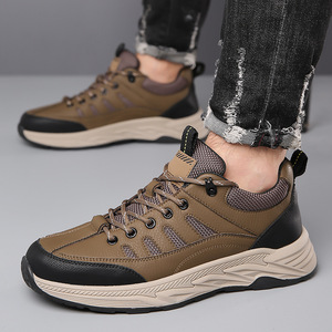 Zapatos de Senderismo para Hombre, Color Gris Caqui, con Cordones, Transpirables, Tacón Bajo, Suela Gruesa, Zapatos Casuales de Trabajo - Product Image 4