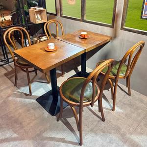 Moderno retrò in legno massello Set di sedie da bar per dolci e latte negozi di tè stile occidentale americano per ristoranti bar - Product Image 4