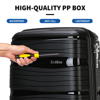 Valises trolley de luxe en PP rigide de haute qualité avec 4 roues, doublure légère en polyester et ensembles de voyage