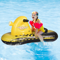 Nouveau style de radeau gonflable OEM personnalisé pour enfants, moto jaune en PVC sécurisée pour l'eau, motif dessin animé, 150x81x64cm