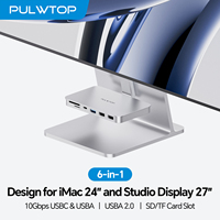 Hub USB C PULWTOP para iMac - 10 Gbps, Compatible con M1/M3/M4, 2 USB 2.0, Lector de Tarjetas SD/TF para iMac de 24 Pulgadas y Studio Display