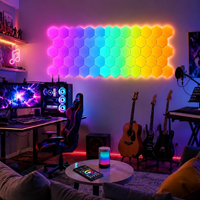 Panneaux lumineux hexagonaux RGB, contrôle intelligent par application, synchronisation musicale, éclairage LED modulaire pour salle de jeux, chambre, studio, décoration de la maison