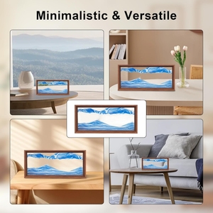 Bewegliche Sand-Landschaftskunst Sanduhr Moderner Holz-Glas-Rahmen Heim-Fotorahmen Stressabbauendes Ornament Wohnzimmer Wein - Product Image 5