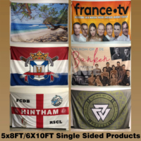 Bannière imprimée promotionnelle de grande taille 3x5 pieds, drapeau publicitaire double face, logo personnalisé, impression par sublimation, 100% polyester