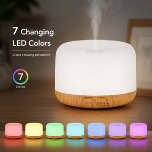 Humidificador de Aire Profesional Eléctrico Silencioso de 500 ml de Gran Capacidad con Base de Madera, Control Remoto, Luz LED de 7 Colores y Aroma para Yoga y Hoteles - Product Image 5
