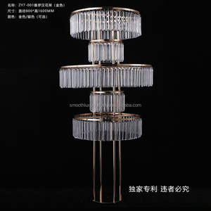 Precio de fábrica suave, candelabro de cuentas iridiscentes de diferentes alturas, centro de mesa de boda, soporte de flor de cristal acrílico - Product Image 4