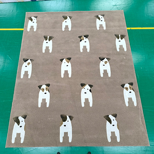 Alfombra de seda de bambú con patrón de logotipo de perro de 240x300cm, Alfombra de lujo con patrón de animales para suelo de dormitorio, alfombra con mechones a mano para habitación de niños - Product Image 5