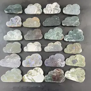 Hot Selling Natural Crystal Crafts Reki Gemstone Healing Hand Made Moss Agate Cloud For Gifts