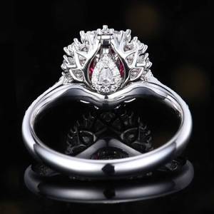 18K Gold 1.02ct Unheated Pigeon’s Blood Ruby <b>Ring</b> With Strong Fluorescence, Set With 49 Sparkling White <b>Diamonds</b> Women Gem <b>Ring</b> - Product Image 4