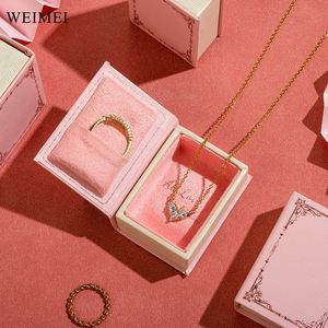 Custom Logo Recyclable Book Style Paper Jewelry Box for <b>Ring</b> Necklace Pendant Gift Packaging - Product Image 1