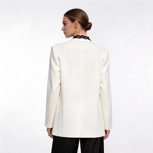 <span class=keywords><strong>Blazer</strong></span> Elegante sin Cuello para Mujer, Corte Holgado, Combinable con Todo, Ligero, Informal de Negocios, Tela Suave, Color Sólido - Product Image 2