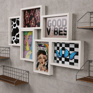 Nuovo Arrivo Cornice Collage da Parete Retrò a 6 Aperture in Legno Bianco con <span class=keywords><strong>Stampe</strong></span> Artistiche - Product Image 5