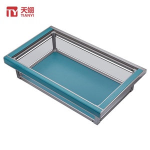 TIANYI TY-9024 High End Aluminum Alloy <b>Wall</b> Mount Detachable Pull-Out <b>Storage</b> <b>Baskets</b> Glass Leather Design for Bedroom Closets - Product Image 1