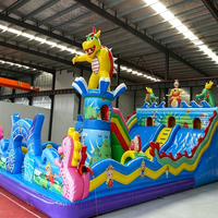 Château Gonflable Commercial Coloré pour Enfants, Toboggan de Jeux Extérieur, Matériel PVC, Installation Facile