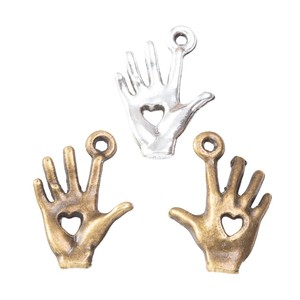 Colgante <span class=keywords><strong>de</strong></span> aleación <span class=keywords><strong>de</strong></span> zinc con diseño <span class=keywords><strong>de</strong></span> corazón <span class=keywords><strong>de</strong></span> palma en relieve para decoración <span class=keywords><strong>de</strong></span> borlas <span class=keywords><strong>de</strong></span> bolso estilo bohemio - Product Image 2