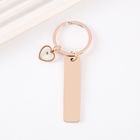 Ywyougang Porte-clés personnalisable en acier inoxydable avec mini-breloque cœur, accessoire gravable