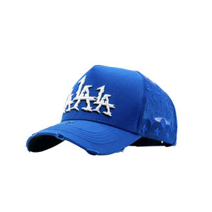 커스텀 5패널 핑크 메쉬 트러커 캡 자수 Ny 무지 디스트레스드 스포츠 고라스 여름 모자 - Product Image 5