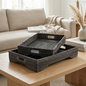 Best New Collection Bamboo Rattan Handwoven Sustainable Rustic Fruit <b>Candle</b> Serving Storage <b>Trays</b> Customize Size Color <b>Tray</b> - Product Image 3