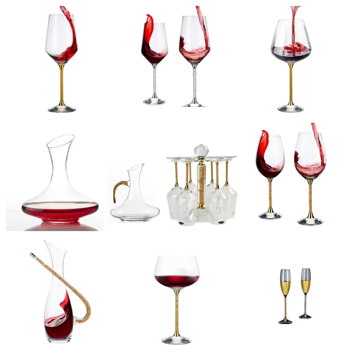 and Blown Red Wine Glasses Clear Large Wine Glasses Premium Crystal Wedding Christmas Champagne Flutes water glass Customized